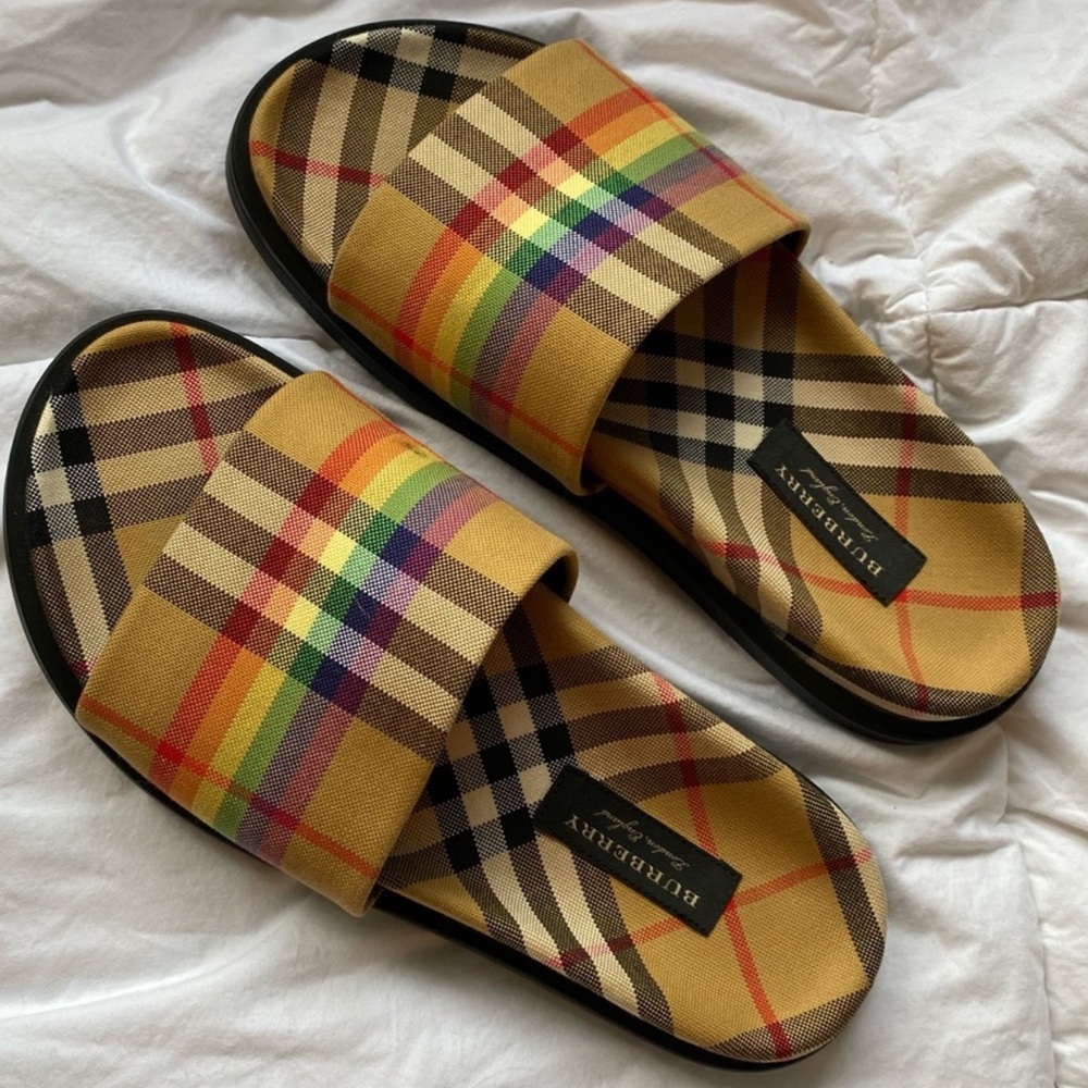 Burberry rainbow slides